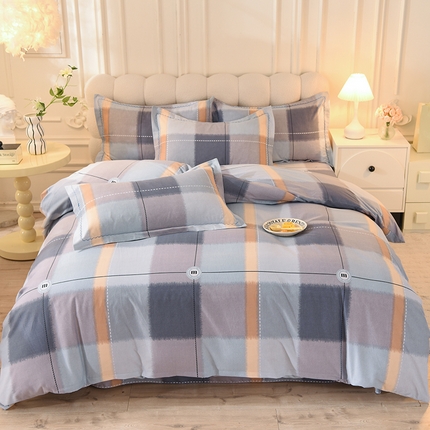 91家纺网 家纺一手货源 找家纺 巧玲珑 2023新款高支高密A版生态四件套 格莱德-咖