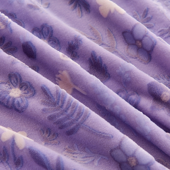 91家纺网 家纺一手货源 找家纺 畅畅家纺 2024新款高克重8斤加厚牛奶绒6D雕花绒印花水晶绒金貂绒法莱绒四件套 繁花似锦-紫