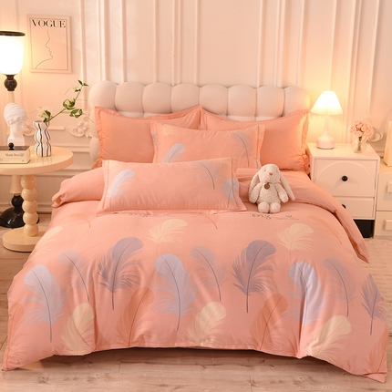 91家纺网 家纺一手货源 找家纺 巧玲珑 2023新款高支高密A版生态四件套 羽绚-玉