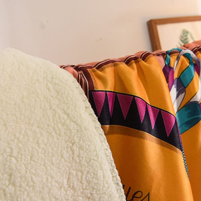 91家纺网 家纺一手货源 找家纺 爵仕家纺 2023新款羊羔绒毯宫廷风骏马系列 十骏马黄