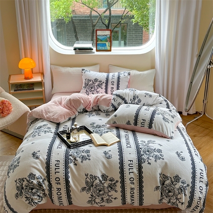 2023新款牛奶绒印花系列套件 花卉风格 罗曼