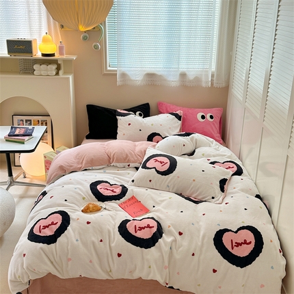 时年家纺 2023新款牛奶绒印花系列套件 简约风格 多巴胺