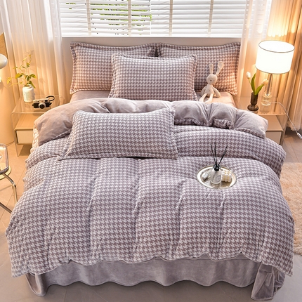 91家纺网 家纺一手货源 找家纺 （总）畅畅家纺 2024新款高克重8斤加厚牛奶绒6D雕花绒印花水晶绒金貂绒法莱绒四件套