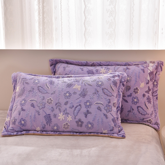 91家纺网 家纺一手货源 找家纺 畅畅家纺 2024新款高克重8斤加厚牛奶绒6D雕花绒印花水晶绒金貂绒法莱绒四件套 繁花似锦-紫