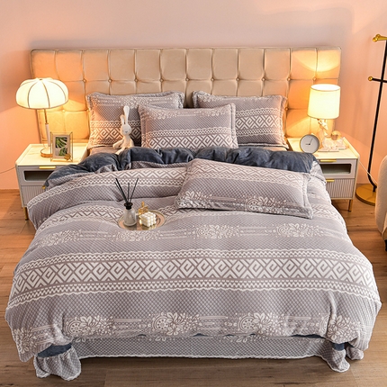 91家纺网 家纺一手货源 找家纺 （总）畅畅家纺 2024新款高克重8斤加厚牛奶绒6D雕花绒印花水晶绒金貂绒法莱绒四件套