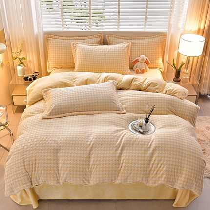 91家纺网 家纺一手货源 找家纺 （总）畅畅家纺 2024新款高克重8斤加厚牛奶绒6D雕花绒印花水晶绒金貂绒法莱绒四件套