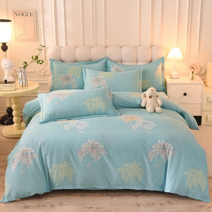 91家纺网 家纺一手货源 找家纺 巧玲珑 2023新款高支高密A版生态四件套 枝若-蓝