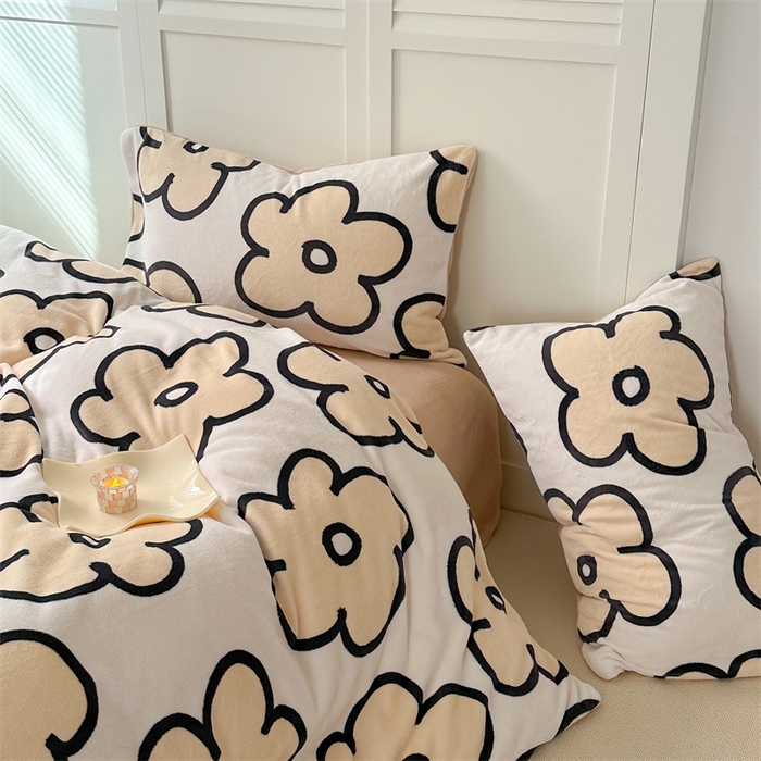 91家纺网 家纺一手货源 找家纺 时年家纺 2023新款牛奶绒印花系列套件 简约风格 露娜-米