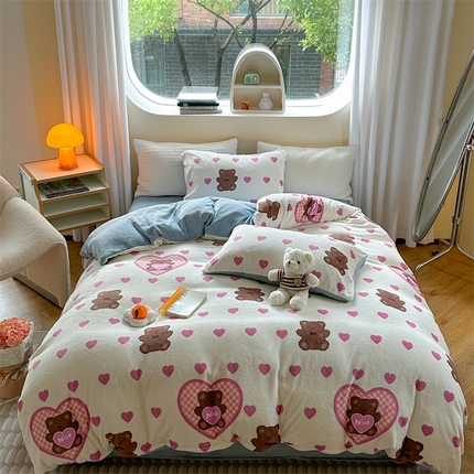 91家纺网 家纺一手货源 找家纺  （总）时年家纺 2023新款牛奶绒印花系列套件 花卉风格