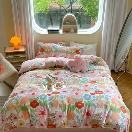 2023新款牛奶绒印花系列套件 花卉风格 深林小鹿