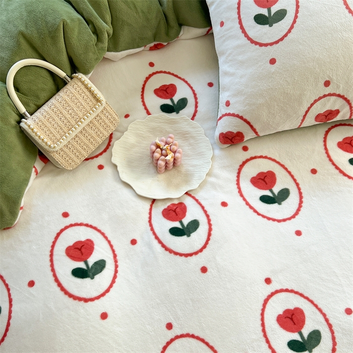 91家纺网 家纺一手货源 找家纺  （总）时年家纺 2023新款牛奶绒印花系列套件 花卉风格