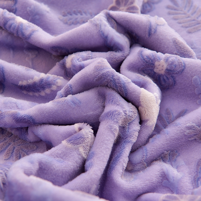 91家纺网 家纺一手货源 找家纺 畅畅家纺 2024新款高克重8斤加厚牛奶绒6D雕花绒印花水晶绒金貂绒法莱绒四件套 繁花似锦-紫