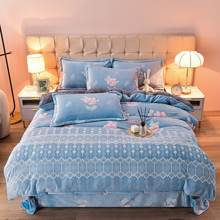 91家纺网 家纺一手货源 找家纺 （总）畅畅家纺 2024新款高克重8斤加厚牛奶绒6D雕花绒印花水晶绒金貂绒法莱绒四件套