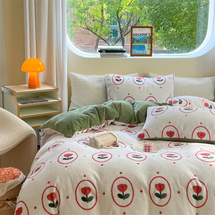 91家纺网 家纺一手货源 找家纺  （总）时年家纺 2023新款牛奶绒印花系列套件 花卉风格