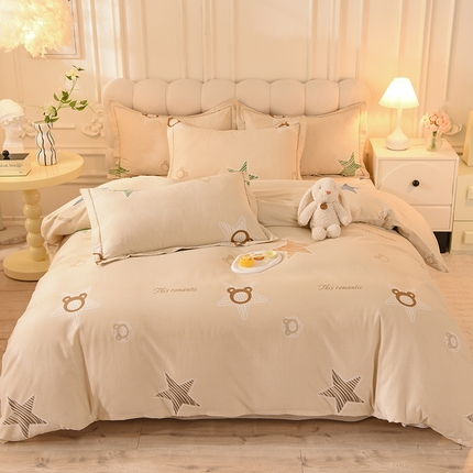 91家纺网 家纺一手货源 找家纺 巧玲珑 2023新款高支高密A版生态四件套 星迪-米