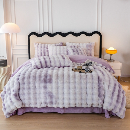 91家纺网 家纺一手货源 找家纺 （总）邦妮家纺2024新款直播爆款兔兔绒兔毛绒渐变色彩色牛奶绒四件套