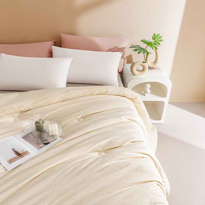 91家纺网 家纺一手货源 找家纺 荔禾家居 2023新款千鸟格提花大豆被冬被被子被芯 千鸟格-白