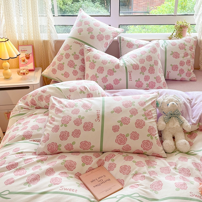 91家纺网 家纺一手货源 找家纺 麦伦家居 2023新款秋冬多功能床品全棉加牛奶绒单被套 紫色玫瑰