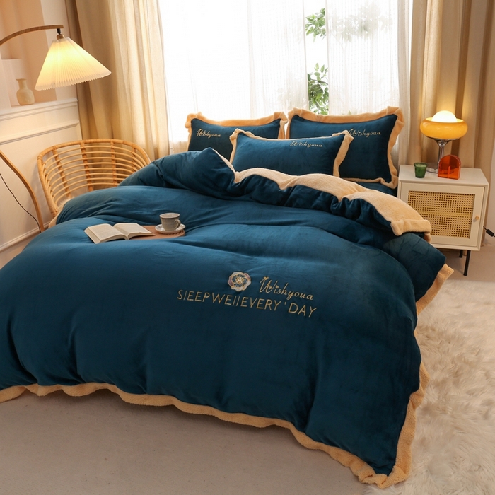 91家纺网 家纺一手货源 找家纺 （总）啊雅家居 2026新款绣花牛奶绒加羊羔绒四件套