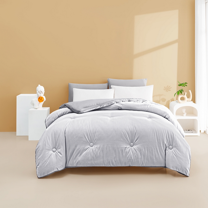 91家纺网 家纺一手货源 找家纺 荔禾家居 2023新款千鸟格提花大豆被冬被被子被芯 千鸟格-灰