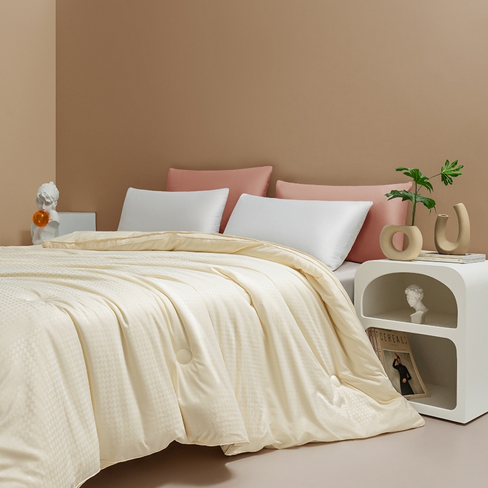 91家纺网 家纺一手货源 找家纺 荔禾家居 2023新款千鸟格提花大豆被冬被被子被芯 千鸟格-白