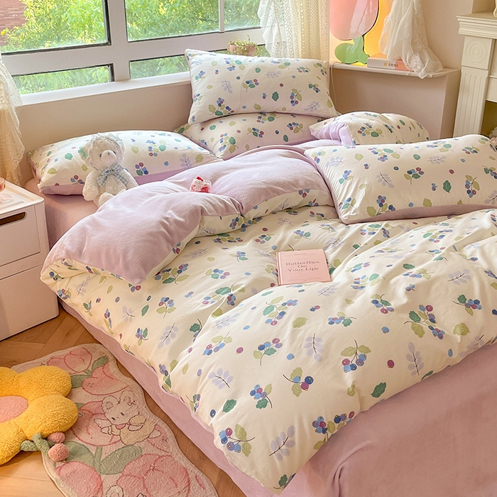 91家纺网 家纺一手货源 找家纺 麦伦家居 2023新款秋冬多功能床品全棉加牛奶绒单被套 北野花雾