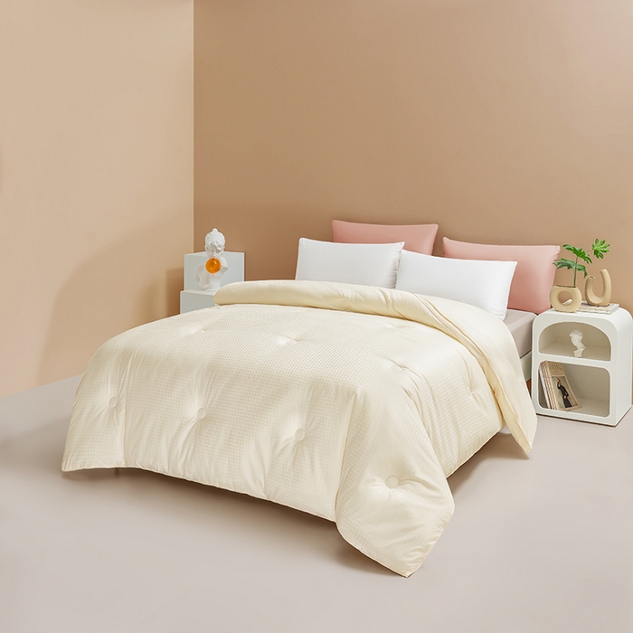 91家纺网 家纺一手货源 找家纺 荔禾家居 2023新款千鸟格提花大豆被冬被被子被芯 千鸟格-白