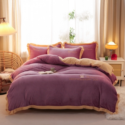 91家纺网 家纺一手货源 找家纺 （总）啊雅家居 2026新款绣花牛奶绒加羊羔绒四件套