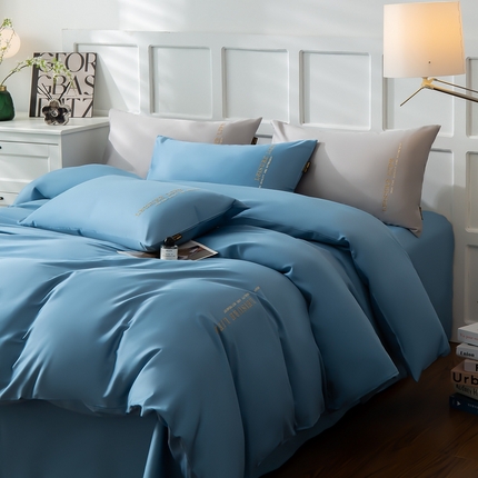 91家纺网 家纺一手货源 找家纺 （总）莱阁亿 2023新款60支长绒棉纯色绣花四件套