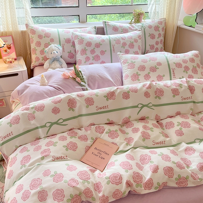 91家纺网 家纺一手货源 找家纺 麦伦家居 2023新款秋冬多功能床品全棉加牛奶绒单被套 紫色玫瑰