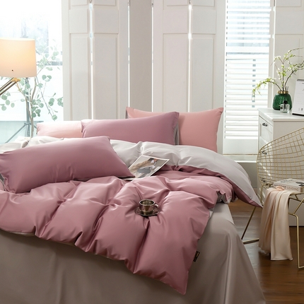 91家纺网 家纺一手货源 找家纺 （总）莱阁亿 2023新款60支长绒棉纯色双面四件套