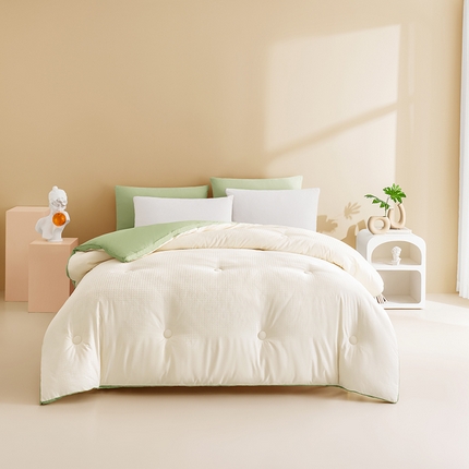 91家纺网 家纺一手货源 找家纺 荔禾家居 2023新款千鸟格提花大豆被冬被被子被芯 千鸟格-绿