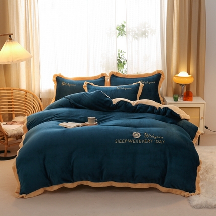 91家纺网 家纺一手货源 找家纺 （总）啊雅家居 2026新款绣花牛奶绒加羊羔绒四件套