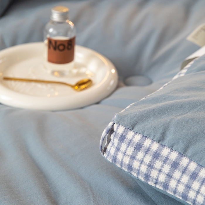 91家纺网 家纺一手货源 找家纺 荔禾家居 2023新款A类无印贴标款大豆冬被被子被芯 云水蓝