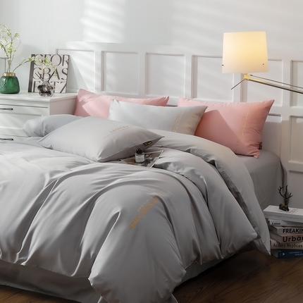 91家纺网 家纺一手货源 找家纺 （总）莱阁亿 2023新款60支长绒棉纯色绣花四件套