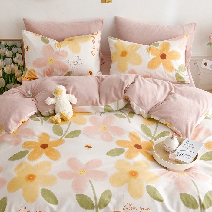 91家纺网 家纺一手货源 找家纺 麦伦家居 2023新款秋冬多功能床品全棉加牛奶绒单被套 安莉