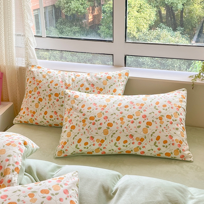 91家纺网 家纺一手货源 找家纺 麦伦家居 2023新款秋冬多功能床品全棉加牛奶绒单被套 南瓜花园