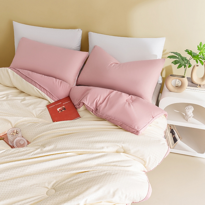 91家纺网 家纺一手货源 找家纺 荔禾家居 2023新款千鸟格提花大豆被冬被被子被芯 千鸟格-豆沙色