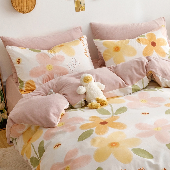 91家纺网 家纺一手货源 找家纺 麦伦家居 2023新款秋冬多功能床品全棉加牛奶绒单被套 安莉