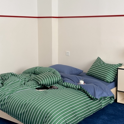 91家纺网 家纺一手货源 找家纺 （总）时年 2023新款100支数码印花条纹四件套