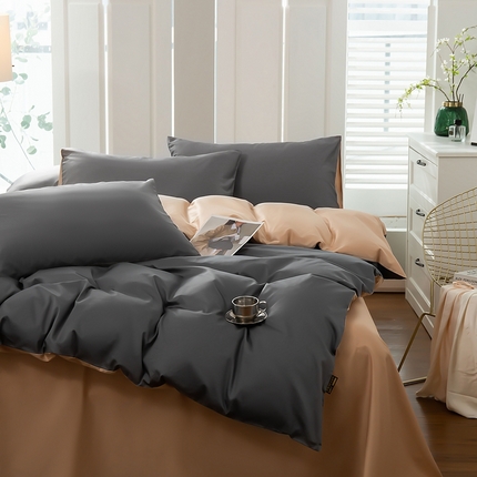 91家纺网 家纺一手货源 找家纺 （总）莱阁亿 2023新款60支长绒棉纯色双面四件套