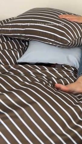 91家纺网 家纺一手货源 找家纺 时年 2023新款100支数码印花条纹四件套 复古摩卡