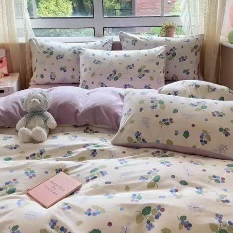 91家纺网 家纺一手货源 找家纺 麦伦家居 2023新款秋冬多功能床品全棉加牛奶绒单被套 北野花雾