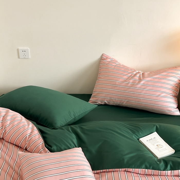 91家纺网 家纺一手货源 找家纺 （总）时年 2023新款100支数码印花条纹四件套