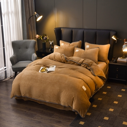 91家纺网 家纺一手货源 找家纺 （总）啊雅家居 2026新款纯色包边双面牛奶绒四件套