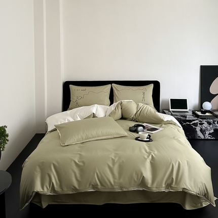 时年 2023新款100支双股澳棉刺绣款四件套 遇见-绿