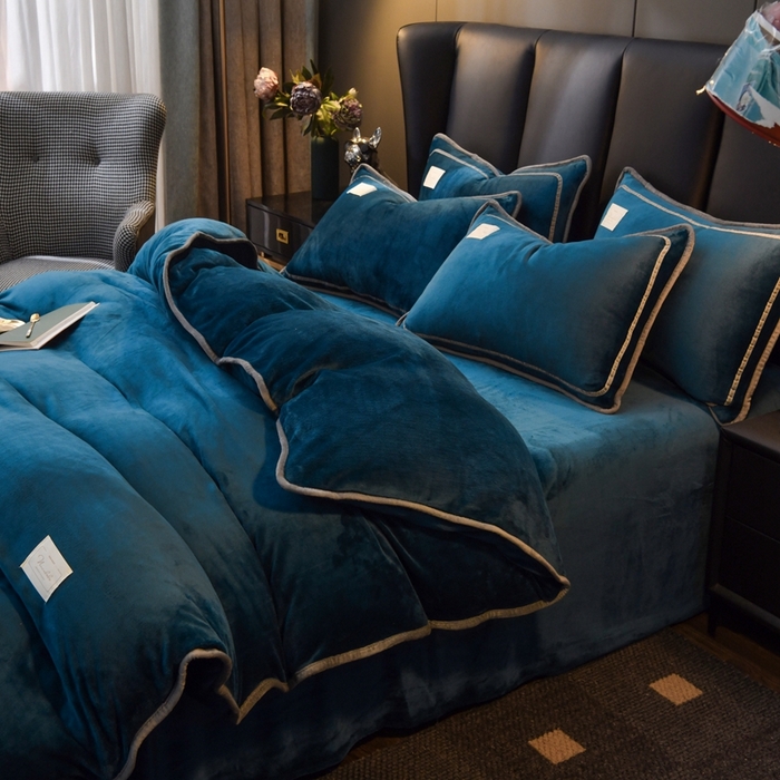 91家纺网 家纺一手货源 找家纺 （总）啊雅家居 2026新款纯色包边双面牛奶绒四件套