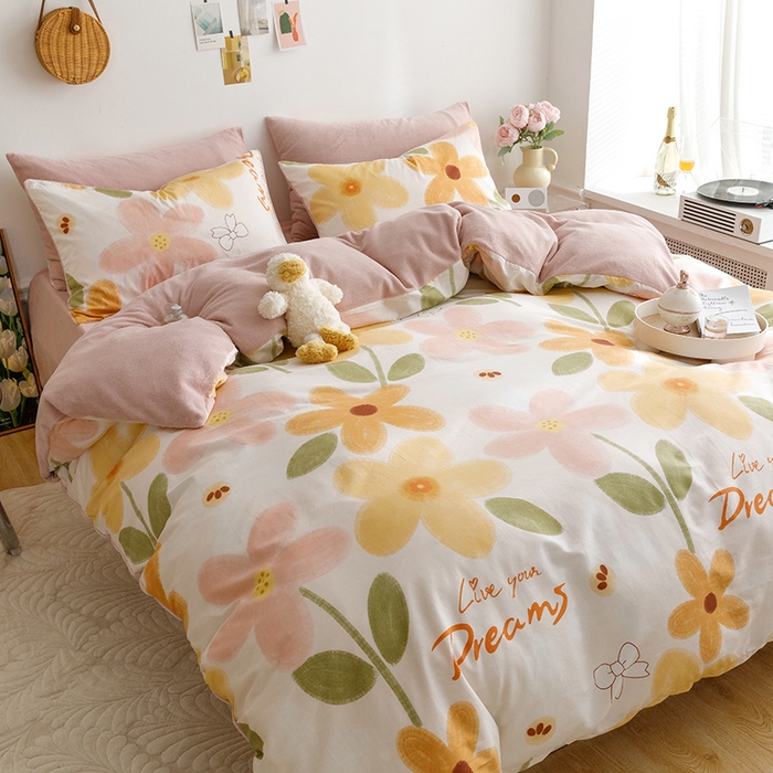 91家纺网 家纺一手货源 找家纺 麦伦家居 2023新款秋冬多功能床品全棉加牛奶绒单被套 安莉