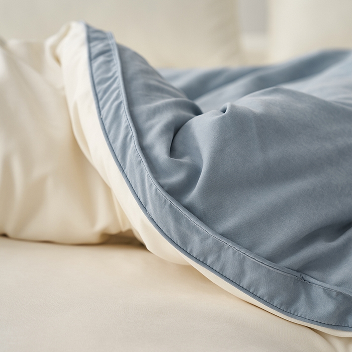 91家纺网 家纺一手货源 找家纺 荔禾家居 2023新款A类毛巾绣多巴胺系大豆被冬被 卡布里蓝