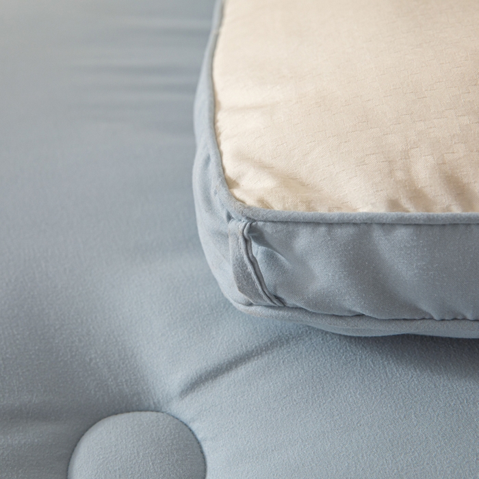 91家纺网 家纺一手货源 找家纺 荔禾家居 2023新款千鸟格提花刺绣款大豆被冬被被子被芯 星海蓝